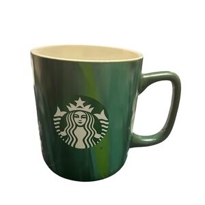 Starbucks 2022 15 oz variegated green marbled ceramic coffee mug with the Siren